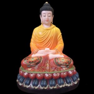 tượng phật thích ca mâu bi bằng đá mang gấm vàng đế đỏ