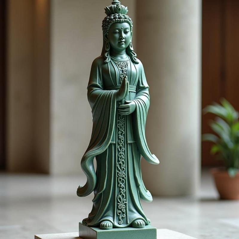 Tượng Cửu Thiên Huyền Nữ đá xanh uy nghiêm, vững chãi