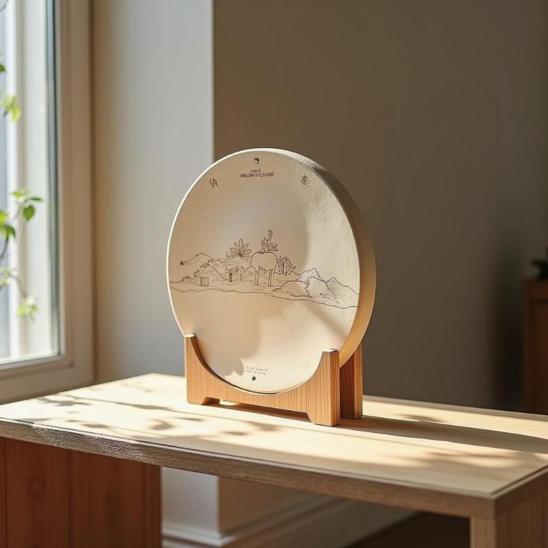 Mot pho tuong go lua nghe thuat dat trong goc nha yen tinh, anh sang nhe giup ket noi tam linh