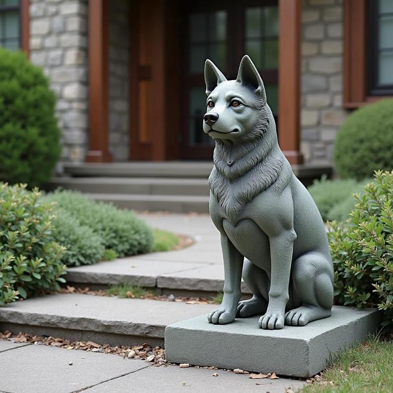 Tượng Hachiko đá đặt ở lối vào nhà hoặc sân trước, mang ý nghĩa đón đợi và bảo vệ theo phong thủy.