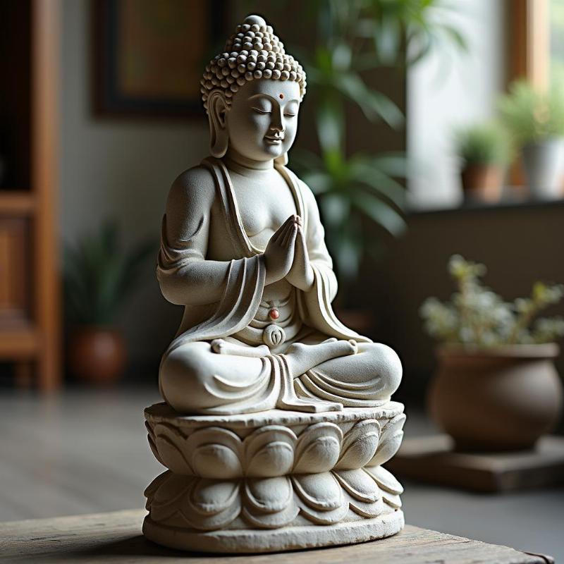 Tượng Hư Không Tạng Bồ Tát đá nguyên khối, thể hiện vẻ đẹp tinh khiết và năng lượng thanh tịnh của Bồ Tát.