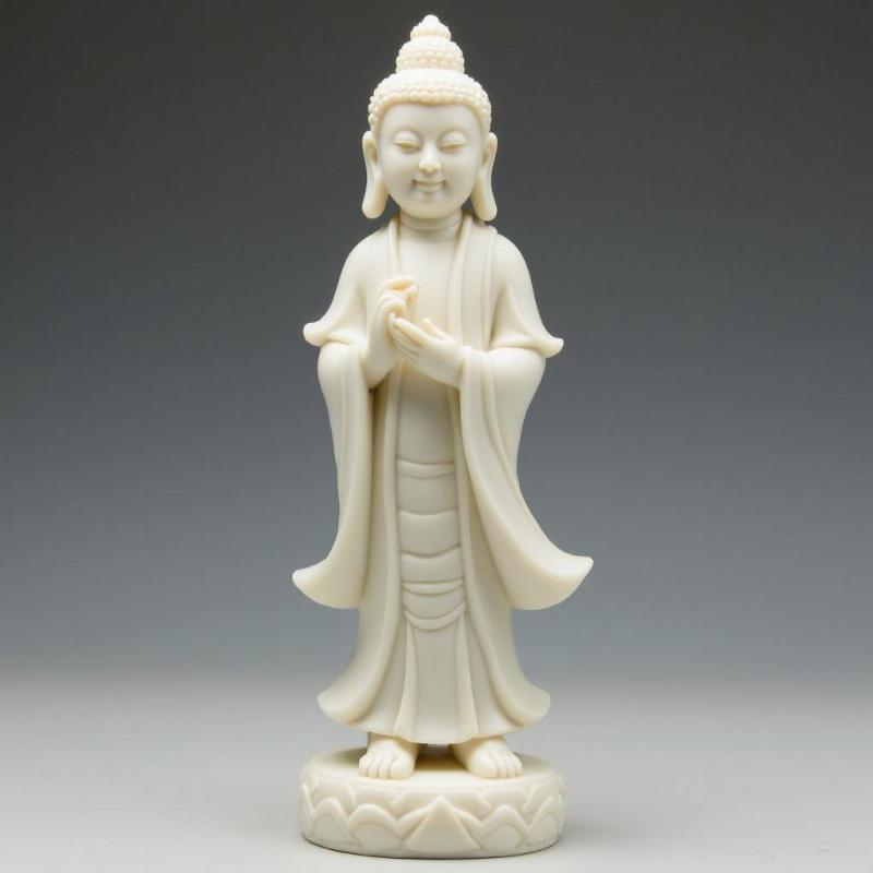 Tượng Quan Âm đá trắng cẩm thạch với vẻ đẹp tinh khiết, biểu tượng lòng từ bi