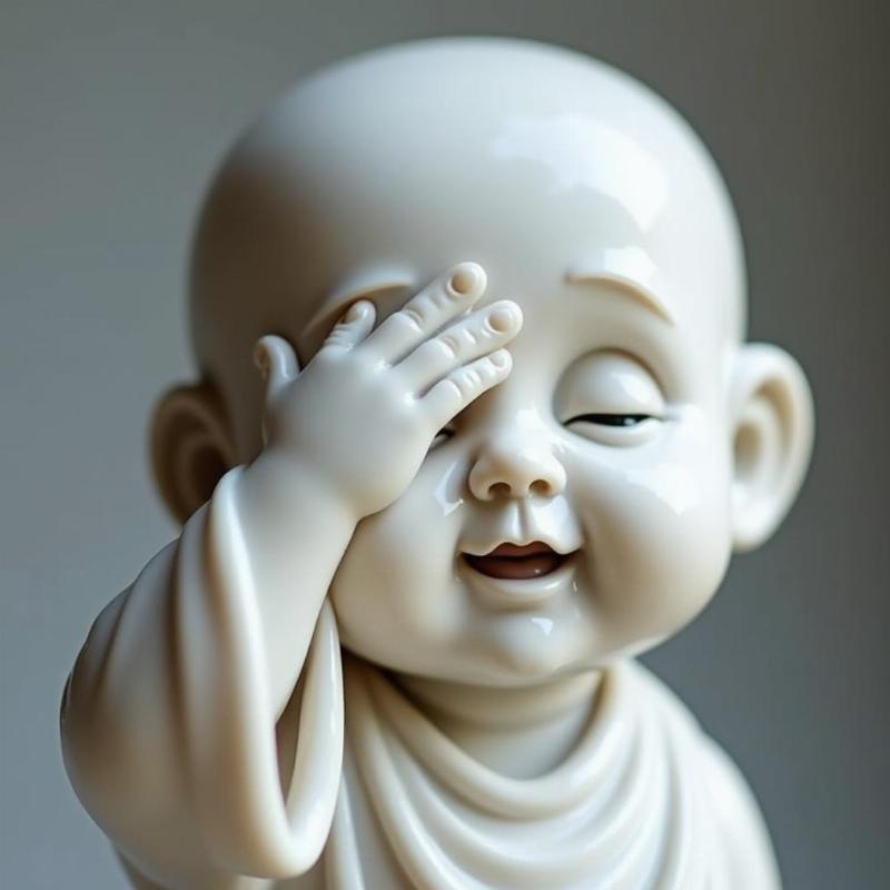 Tượng chú tiểu 4 không bằng đá cẩm thạch trắng tinh xảo