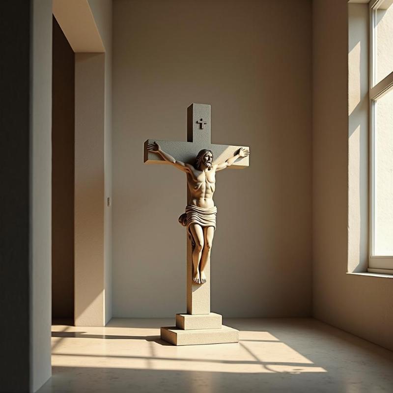 Trưng bày Tượng Chúa Chịu Nạn bằng đá trong không gian chiêm nghiệm, gợi nhắc bài học về chịu đựng và an nhiên nội tại