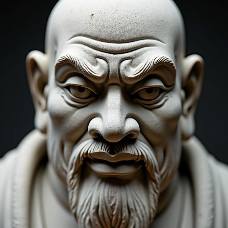 Hinh anh tuong Dat Ma bang da voi net mat sau sac, the hien tri tue va kien dinh