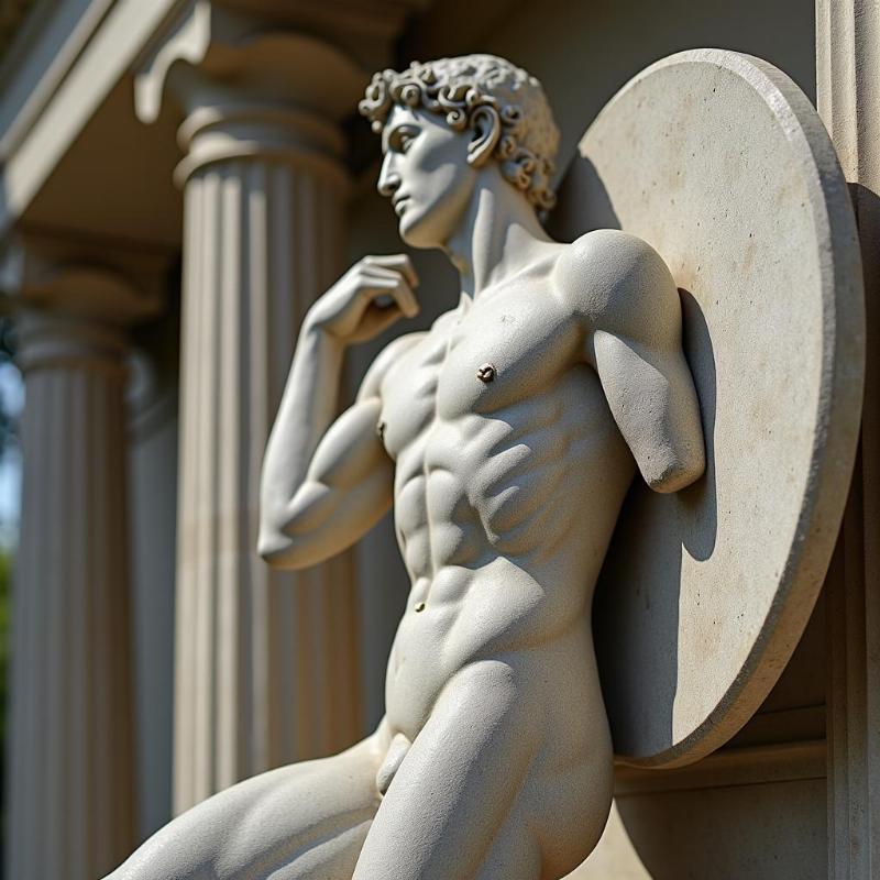 Tượng lực sĩ ném đĩa điêu khắc tinh xảo trên chất liệu đá tự nhiên