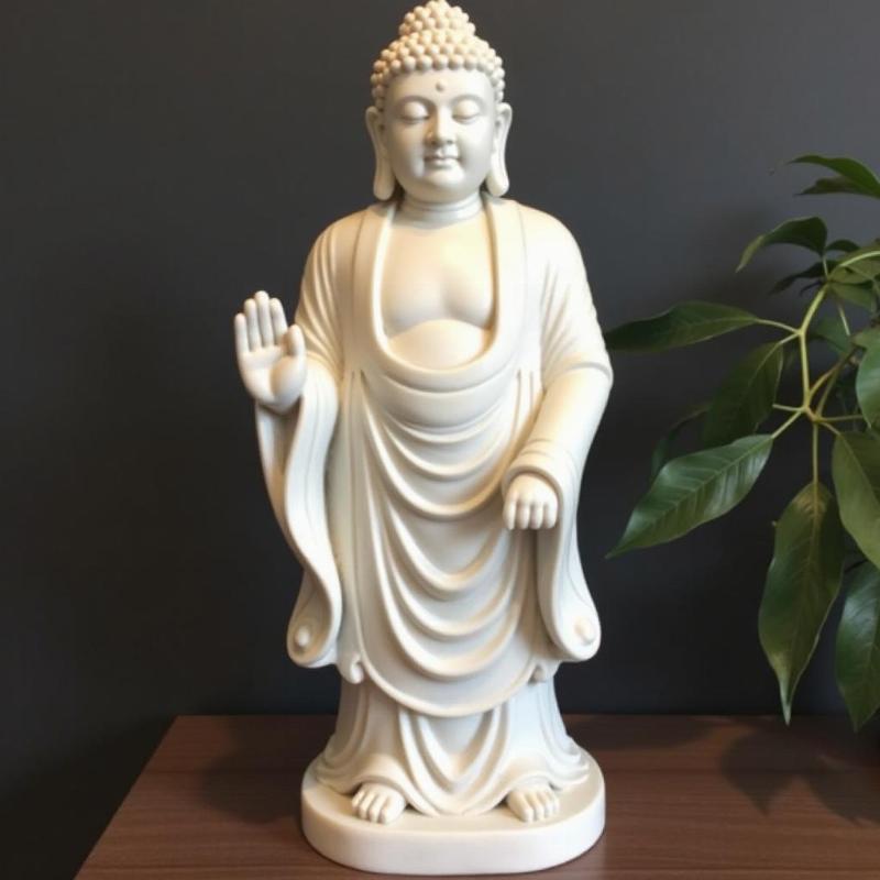 Tượng Phật A Di Đà đá đẹp nhất trong tư thế đứng tiếp dẫn, lan tỏa năng lượng từ bi